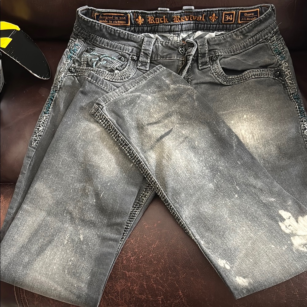 Rock Revival Slim Light Wash Distressed Jeans